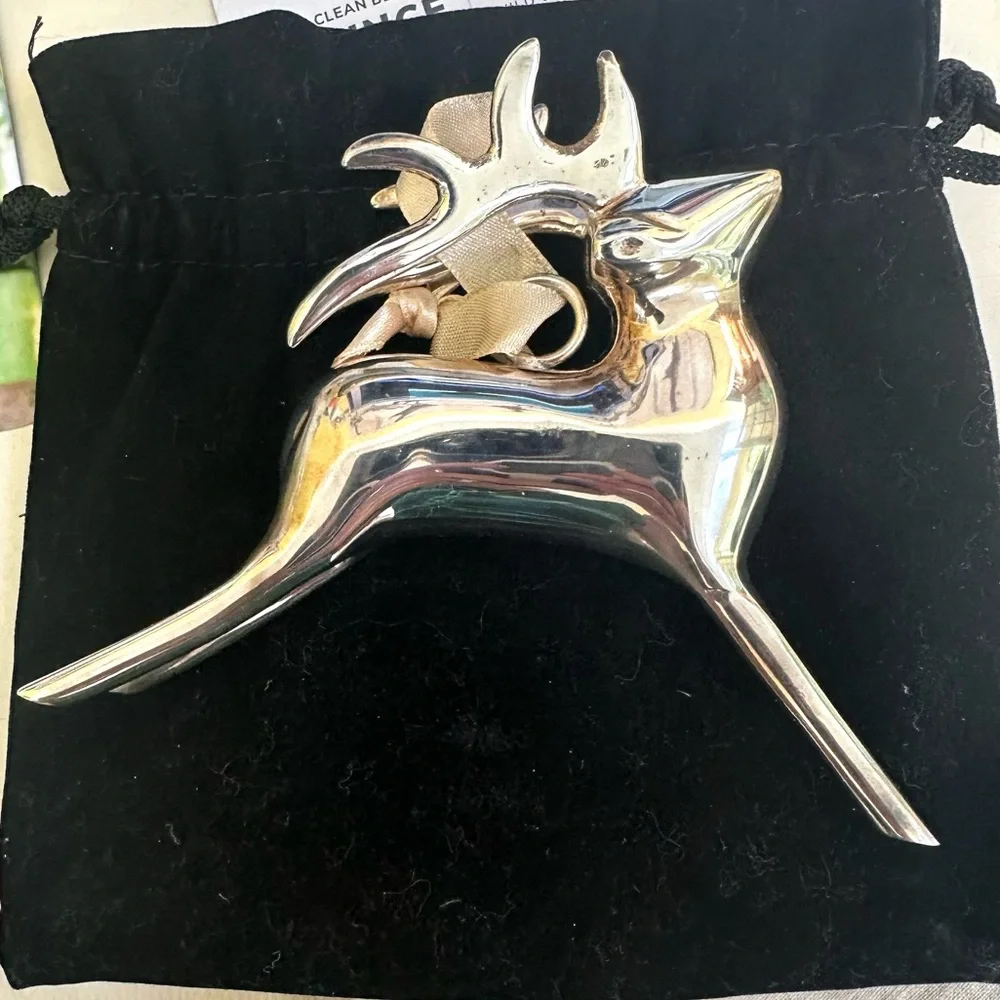 Pottery Barn NWOT Vintage Silver Reindeer Holiday Christmas Ornaments